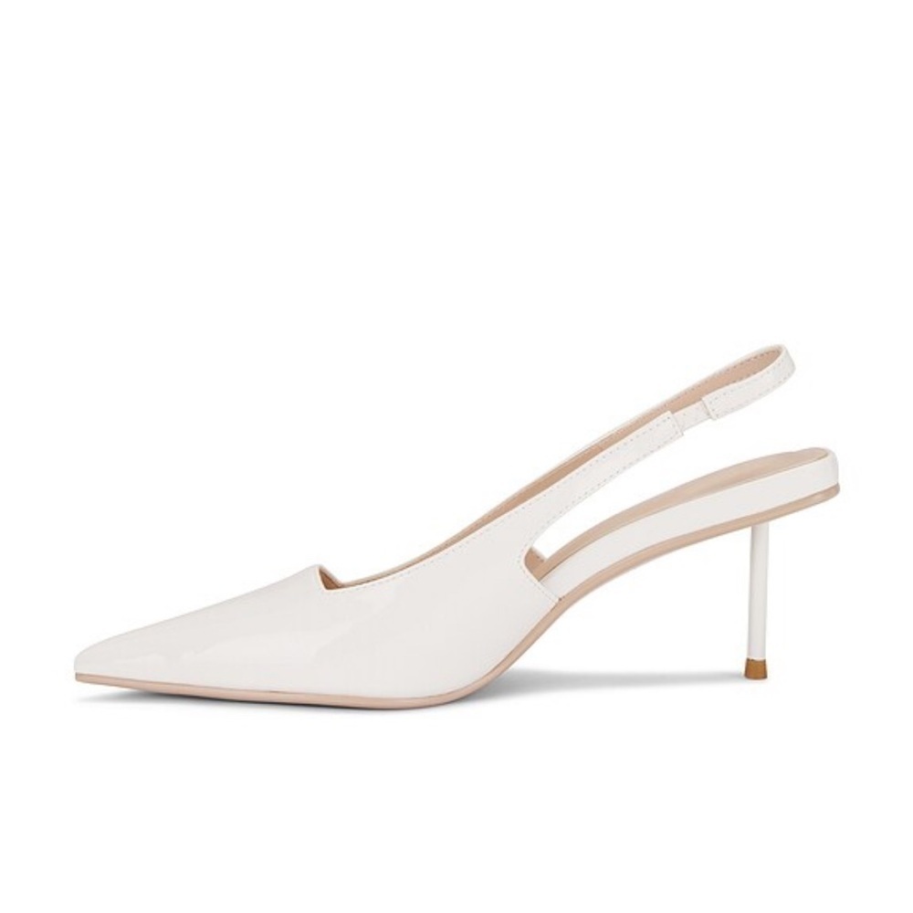 FEMME LA x REVOLVE G55 Kitten Heels shoes White cream Slingbacks 7 - Picture 3 of 13
